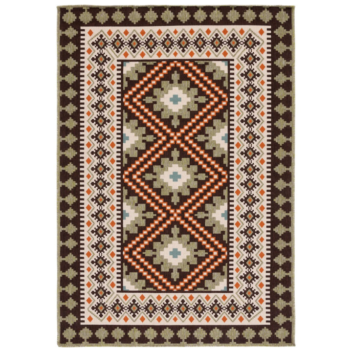 SAFAVIEH Outdoor VER099-0725 Veranda Brown / Terracotta Rug Image 1