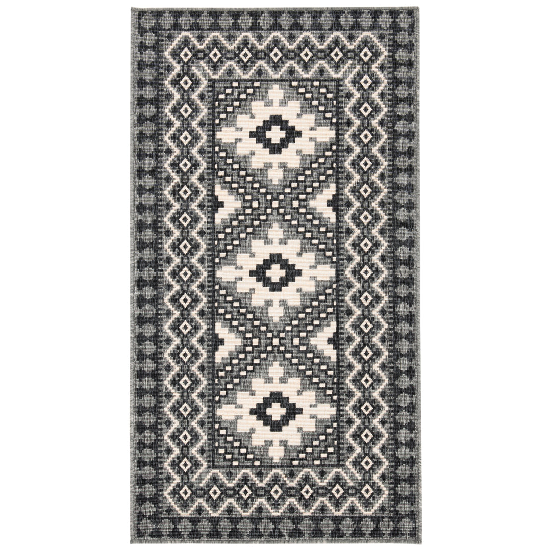 SAFAVIEH Outdoor VER099-3435 Veranda Ivory / Charcoal Rug Image 10