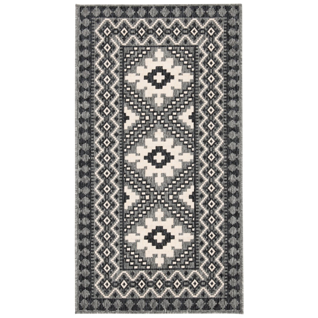 SAFAVIEH Outdoor VER099-3435 Veranda Ivory / Charcoal Rug Image 1