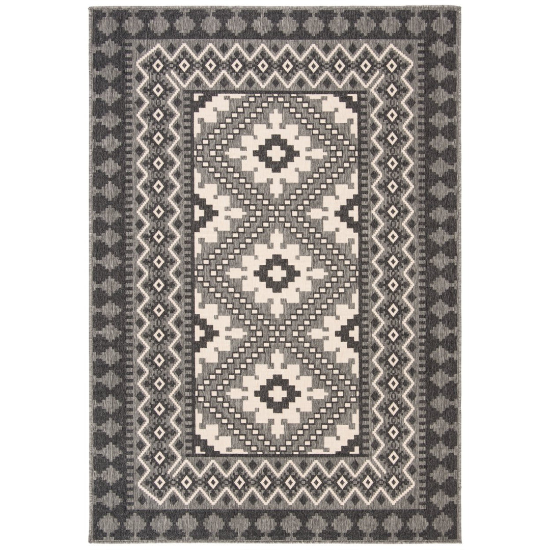 SAFAVIEH Outdoor VER099-3435 Veranda Ivory / Charcoal Rug Image 1