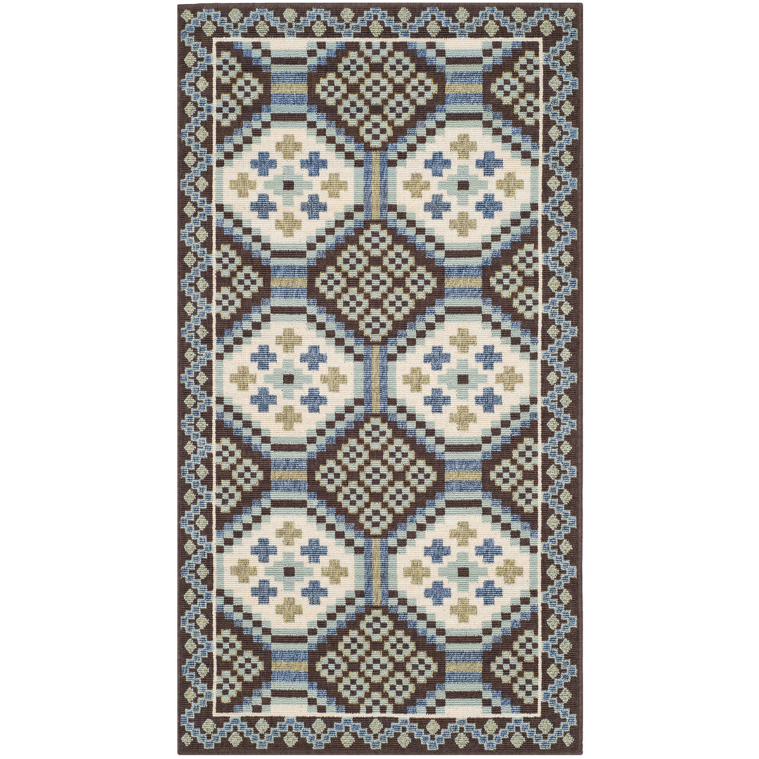 SAFAVIEH Outdoor VER100-0652 Veranda Blue / Chocolate Rug Image 5