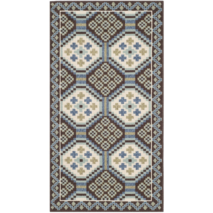 SAFAVIEH Outdoor VER100-0652 Veranda Blue / Chocolate Rug Image 1