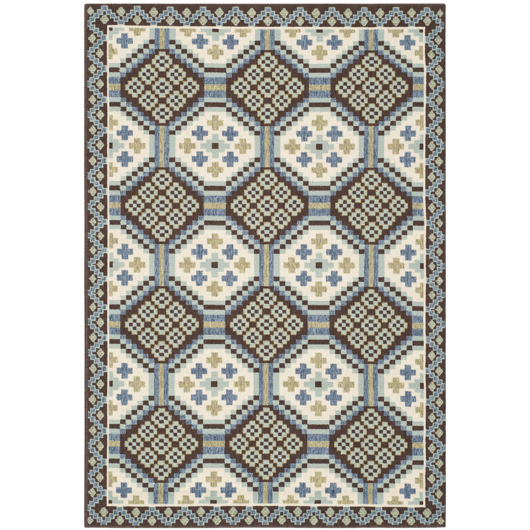 SAFAVIEH Outdoor VER100-0652 Veranda Blue / Chocolate Rug Image 6