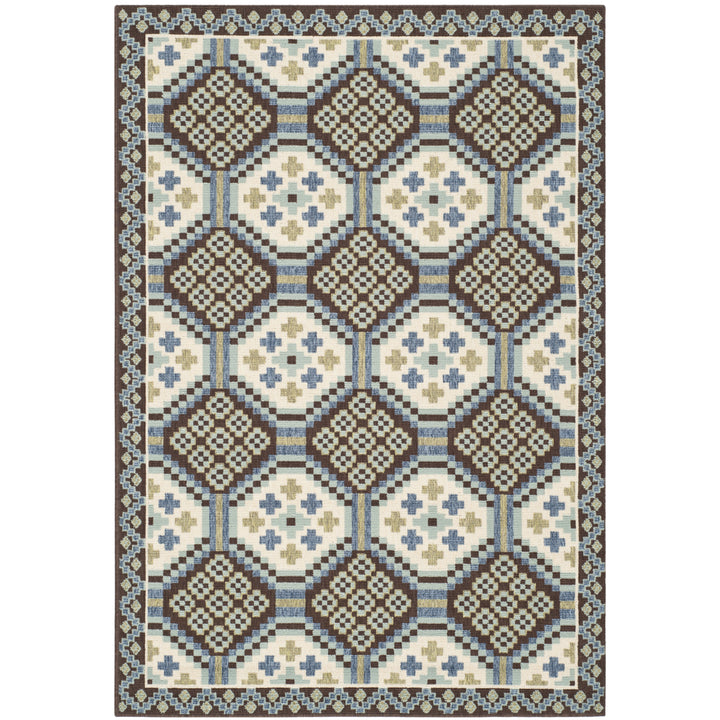 SAFAVIEH Outdoor VER100-0652 Veranda Blue / Chocolate Rug Image 6