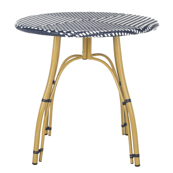 SAFAVIEH Outdoor Collection Kylie Rattan Bistro Table Navy/White Image 2