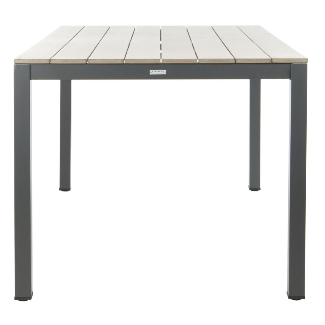 SAFAVIEH Outdoor Collection Beldan Dining Table Distressed Taupe Image 5