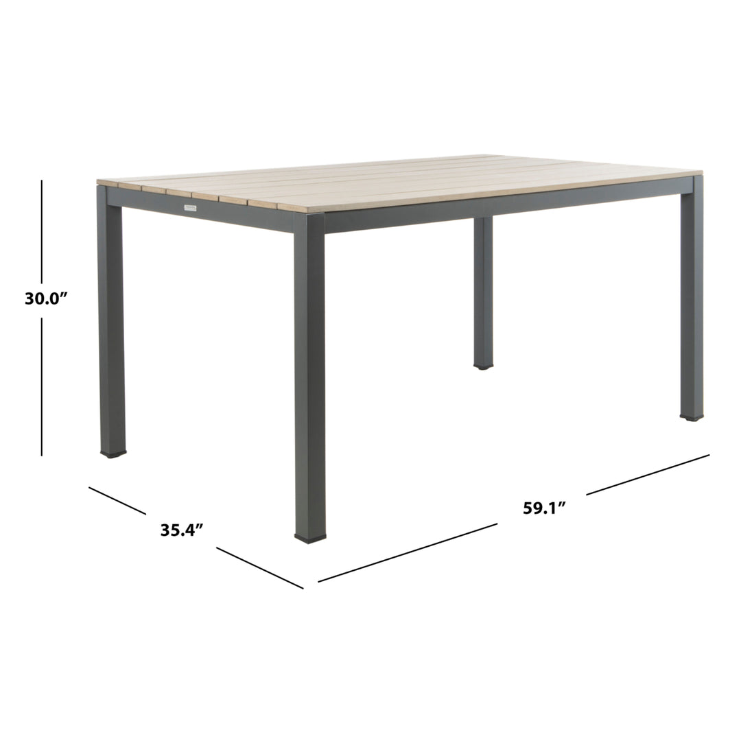 SAFAVIEH Outdoor Collection Beldan Dining Table Distressed Taupe Image 6