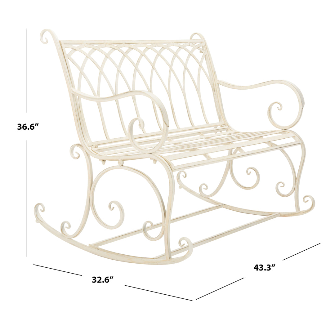 SAFAVIEH Outdoor Collection Ressi Rock Bench Pearl White Image 5