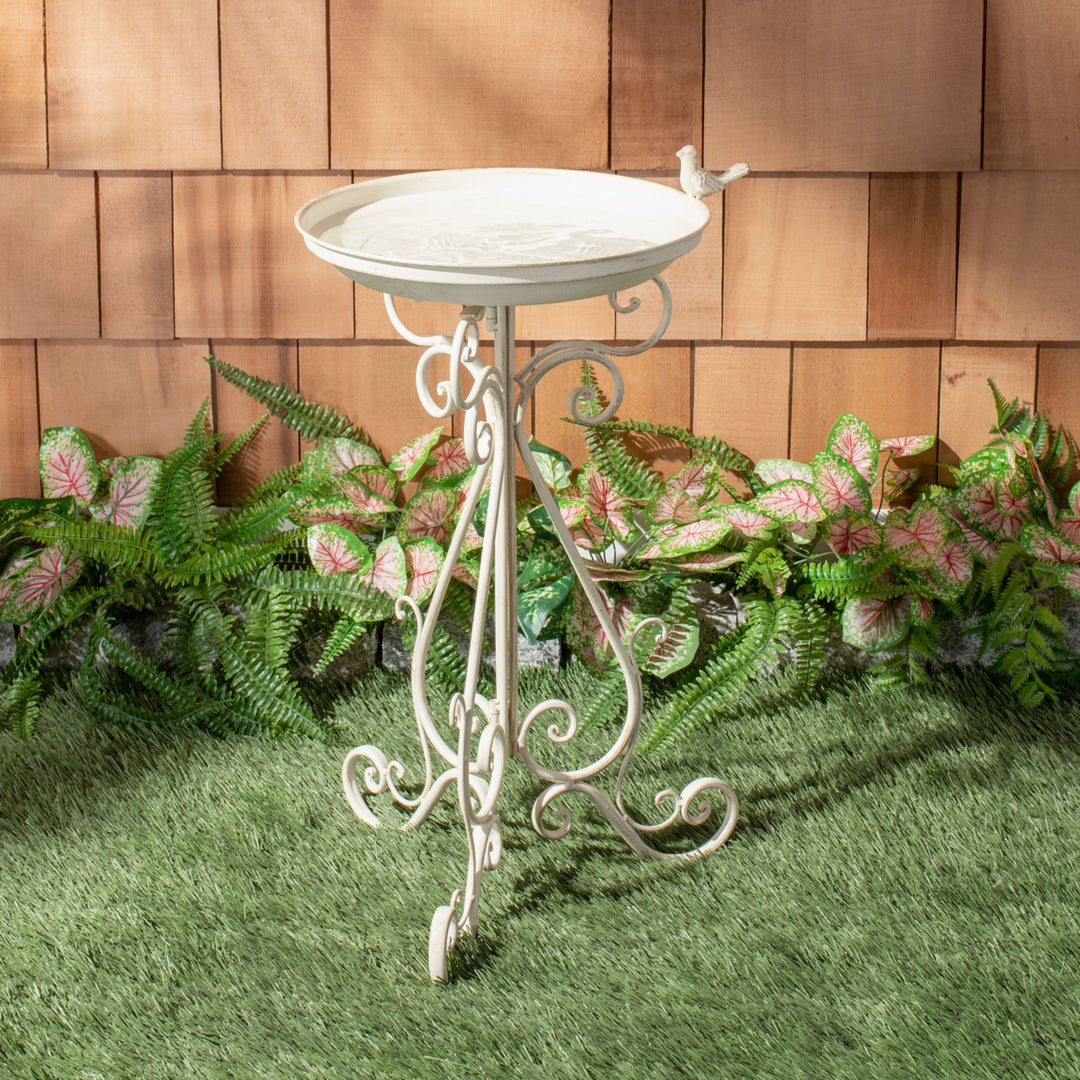 SAFAVIEH Outdoor Collection Ashlan Bird Bath Pearl White Image 1