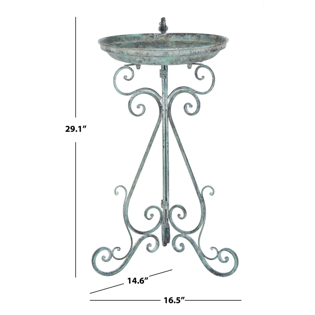 SAFAVIEH Outdoor Collection Ashlan Bird Bath Ant Dark Green Image 5