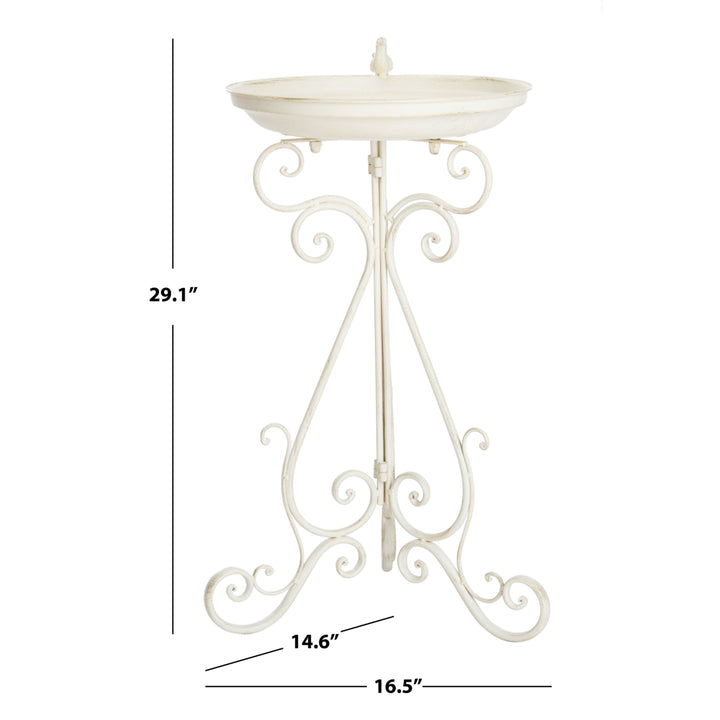 SAFAVIEH Outdoor Collection Ashlan Bird Bath Pearl White Image 5