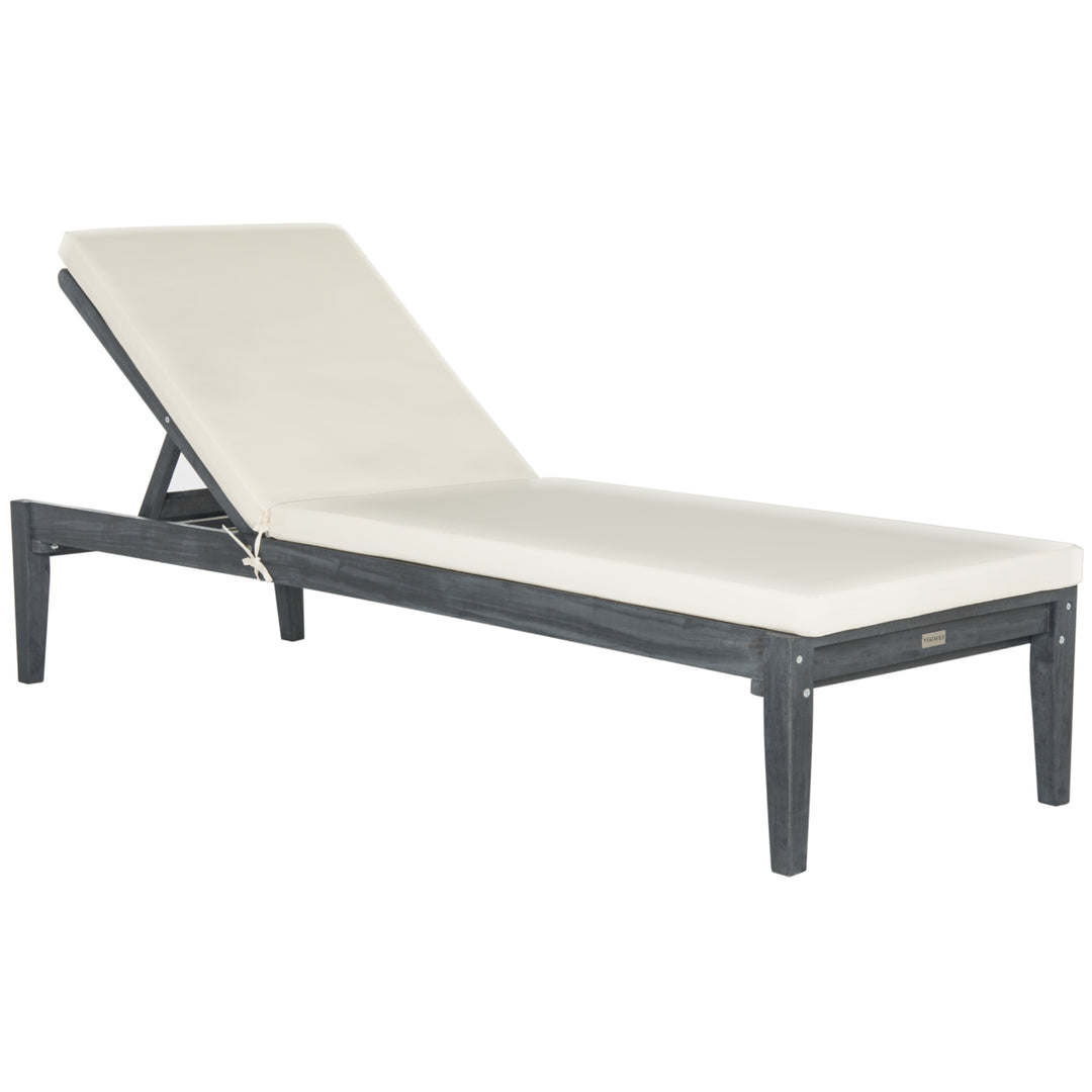 SAFAVIEH Outdoor Collection Azusa Chaise Sunlounger Ash Grey/Beige Image 2