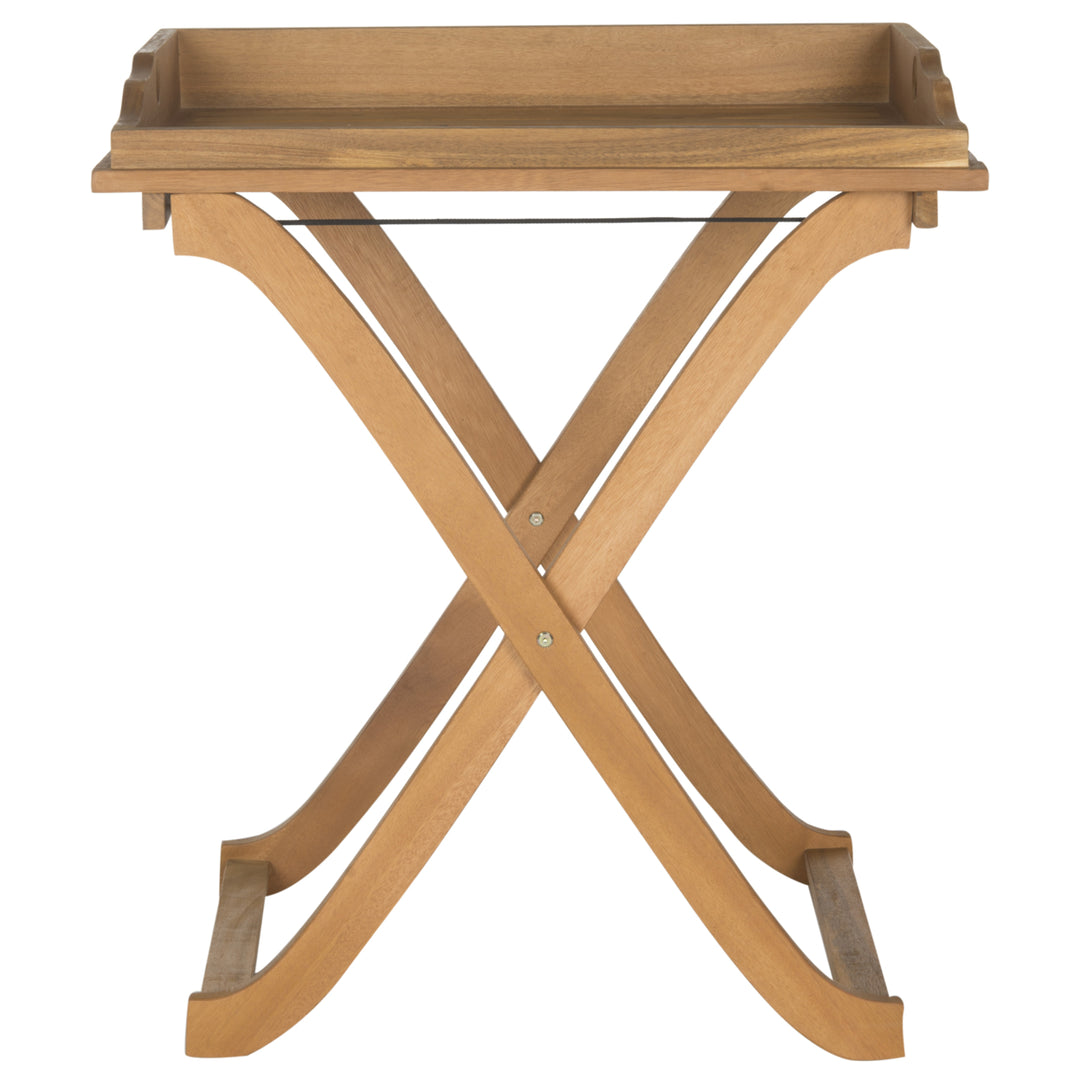 SAFAVIEH Outdoor Collection Covina Tray Table Natural Image 2