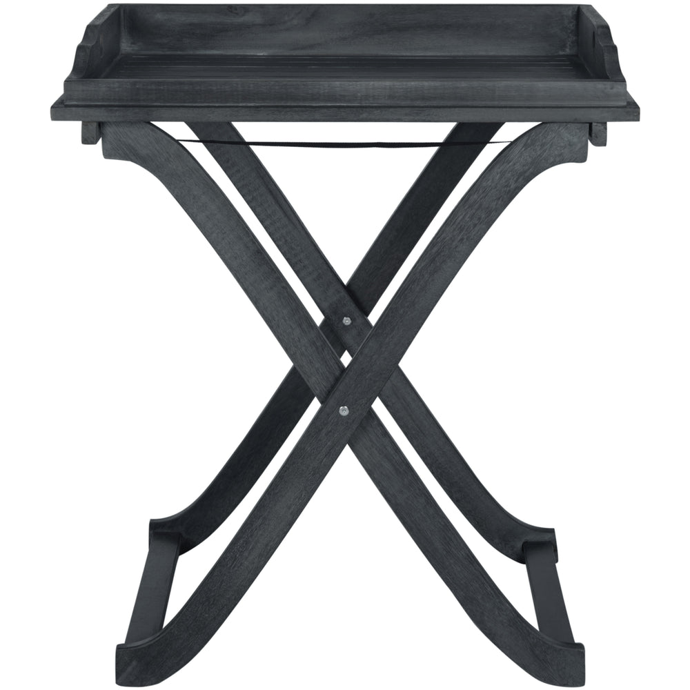 SAFAVIEH Outdoor Collection Covina Tray Table Dark Slate Grey Image 2