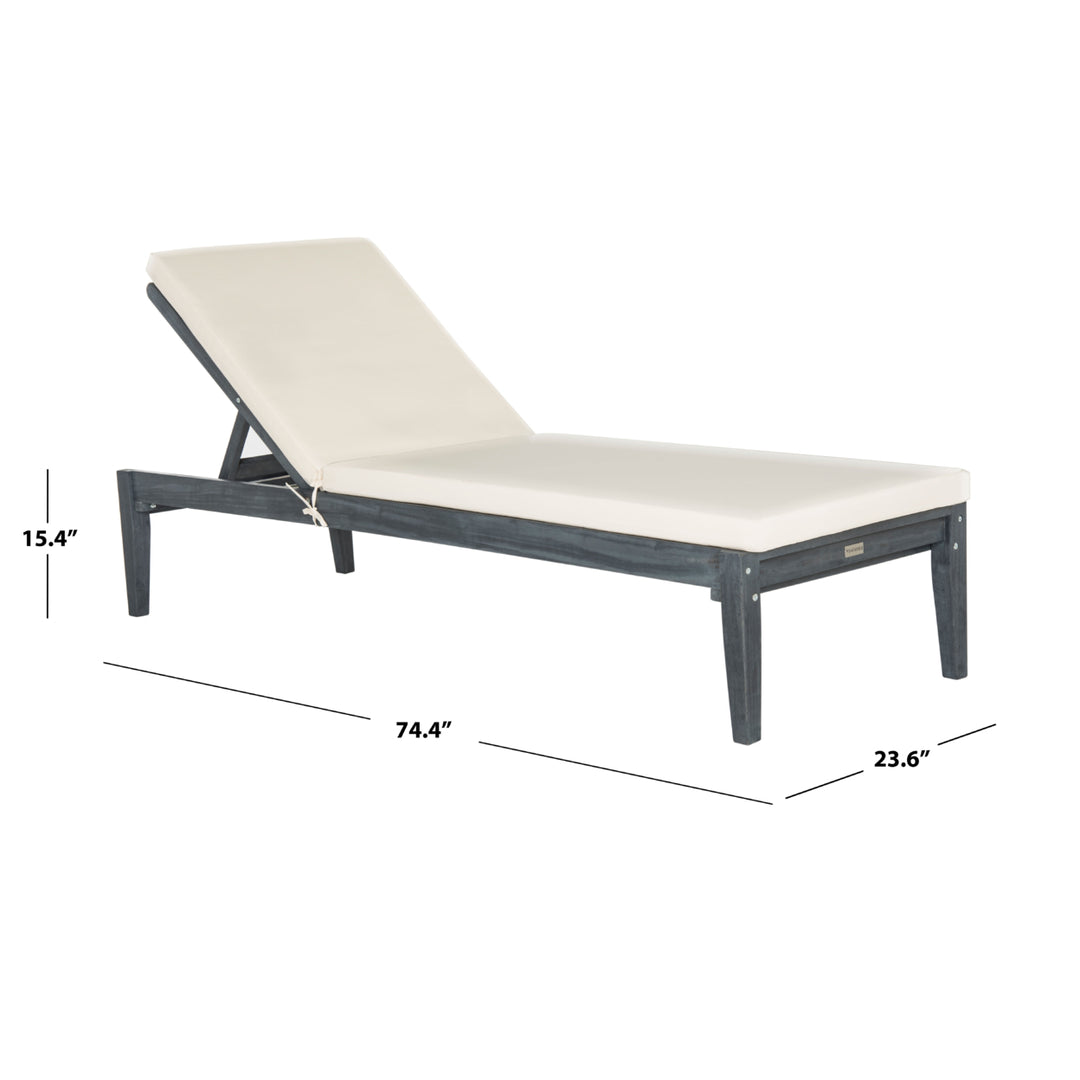 SAFAVIEH Outdoor Collection Azusa Chaise Sunlounger Ash Grey/Beige Image 4