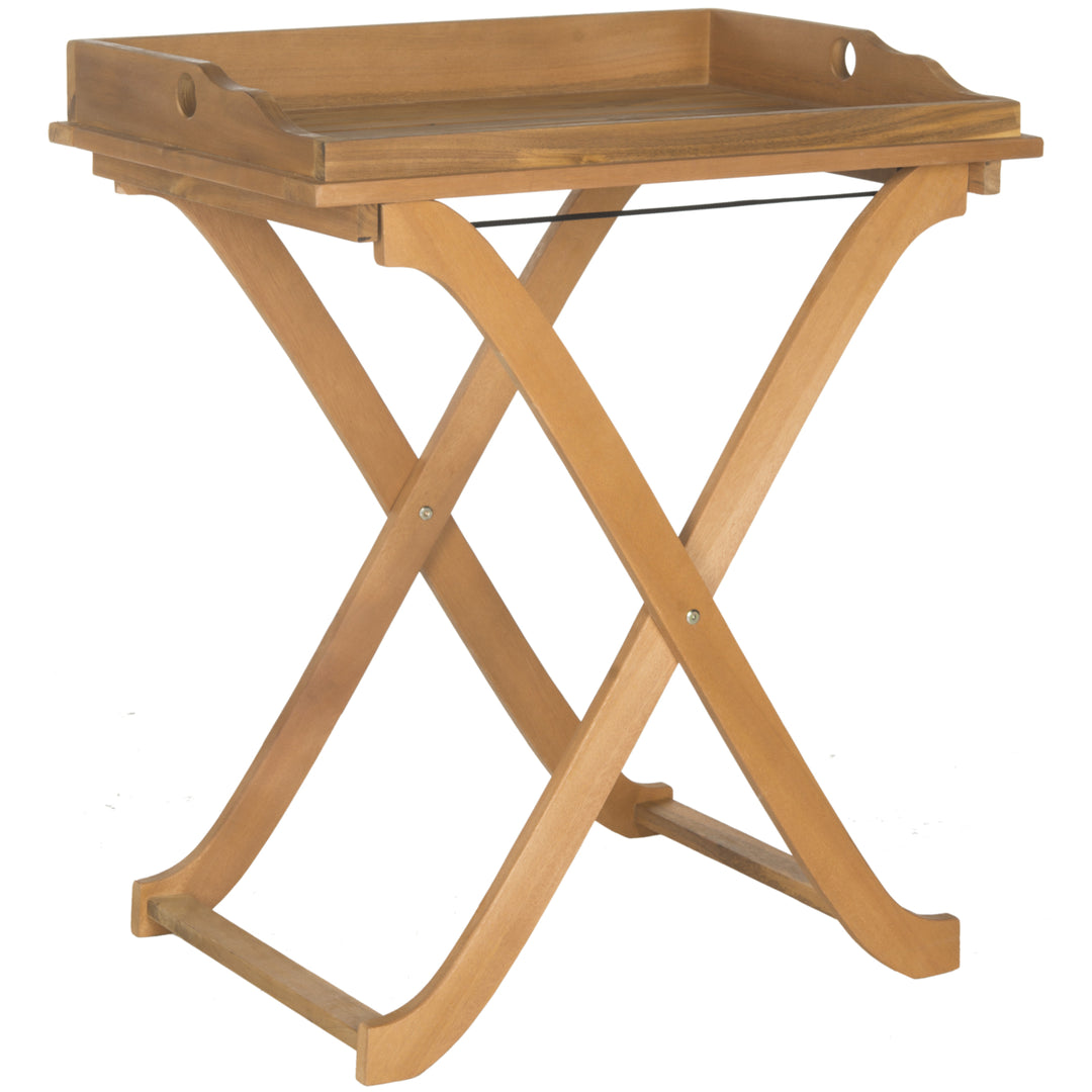 SAFAVIEH Outdoor Collection Covina Tray Table Natural Image 4