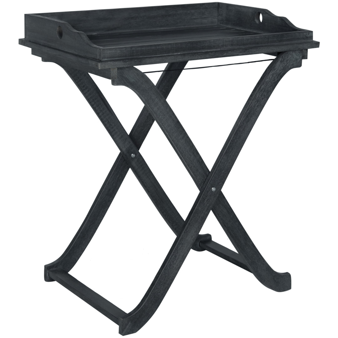 SAFAVIEH Outdoor Collection Covina Tray Table Dark Slate Grey Image 4