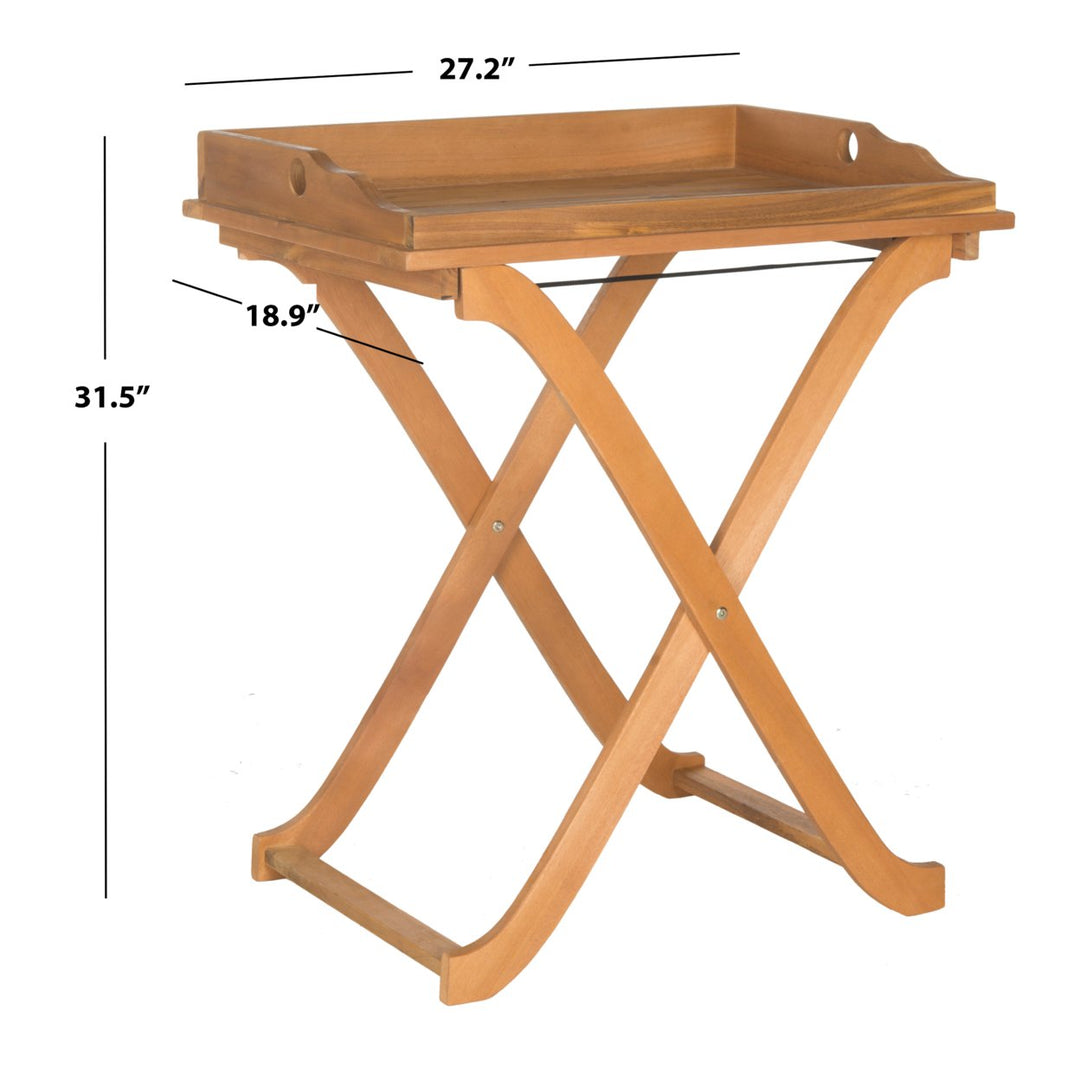 SAFAVIEH Outdoor Collection Covina Tray Table Natural Image 5