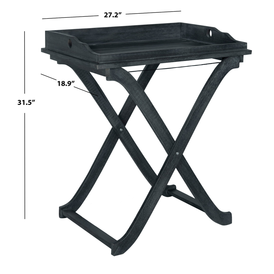 SAFAVIEH Outdoor Collection Covina Tray Table Dark Slate Grey Image 5