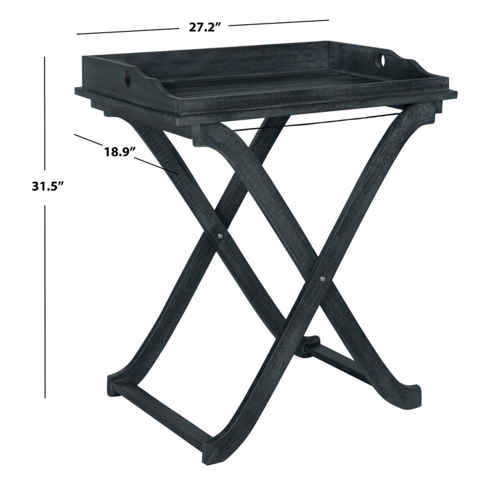 SAFAVIEH Outdoor Collection Covina Tray Table Dark Slate Grey Image 5