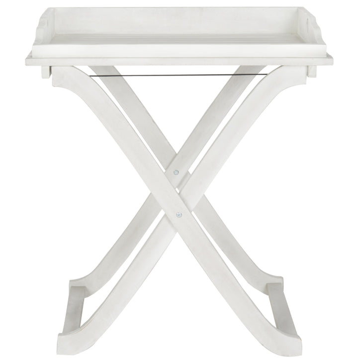 SAFAVIEH Outdoor Collection Covina Tray Table Antique White Image 1