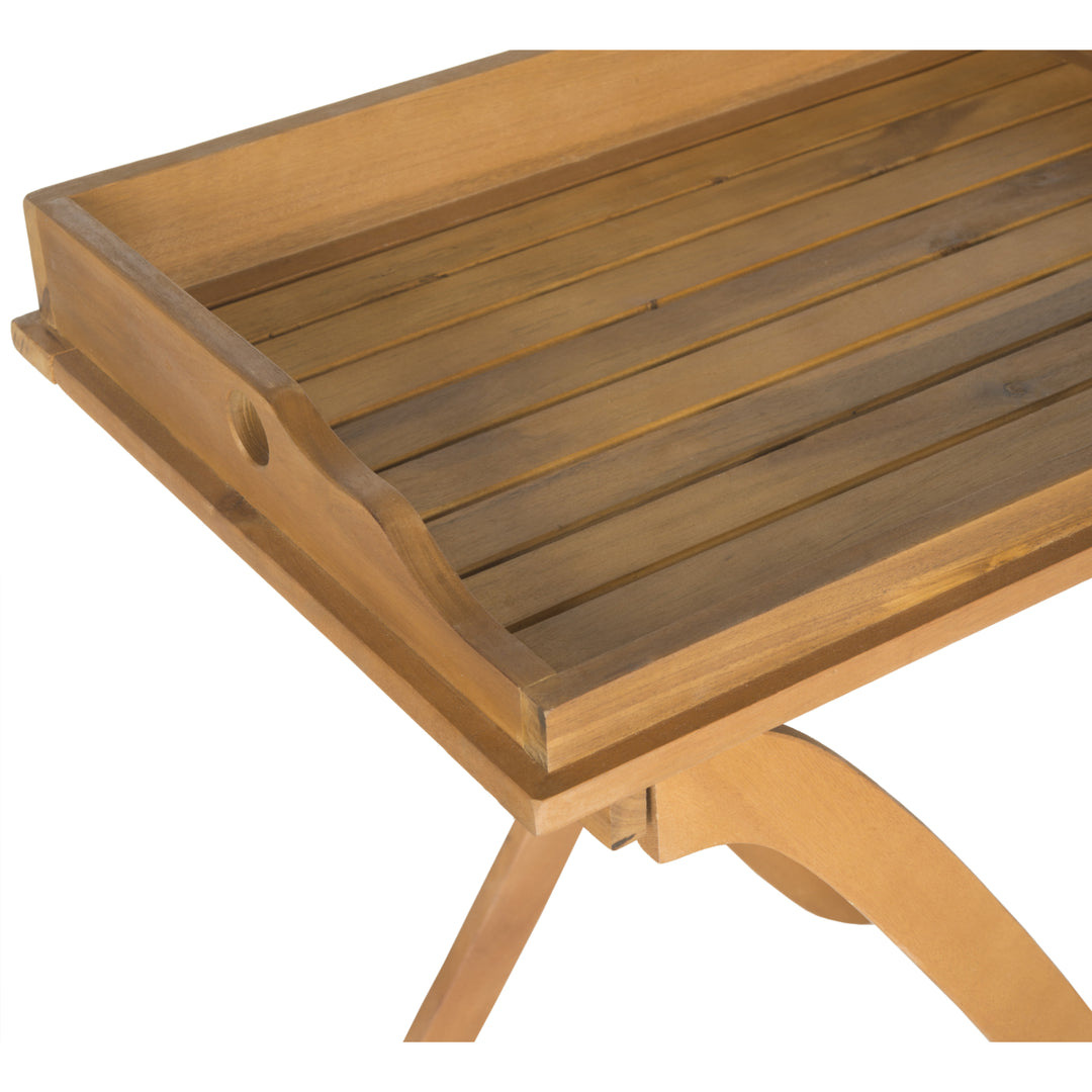 SAFAVIEH Outdoor Collection Covina Tray Table Natural Image 6