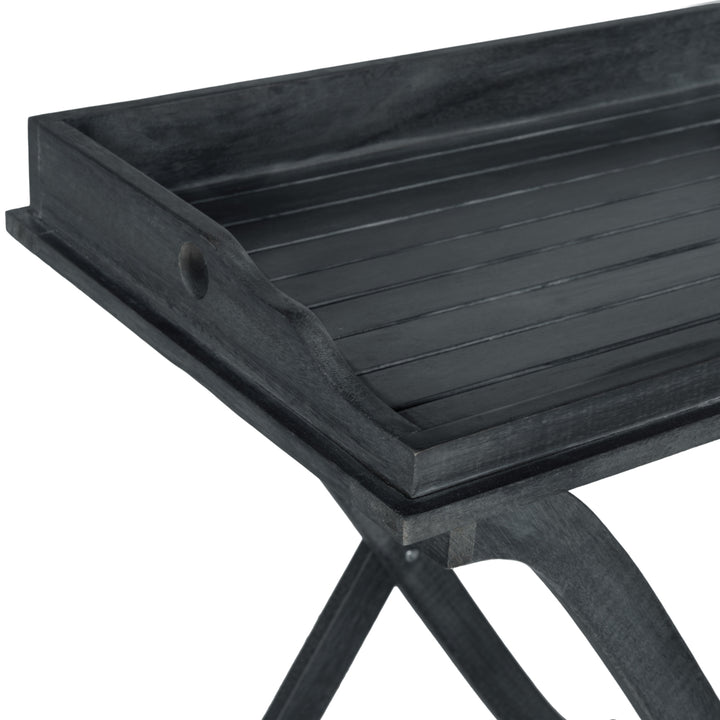 SAFAVIEH Outdoor Collection Covina Tray Table Dark Slate Grey Image 6