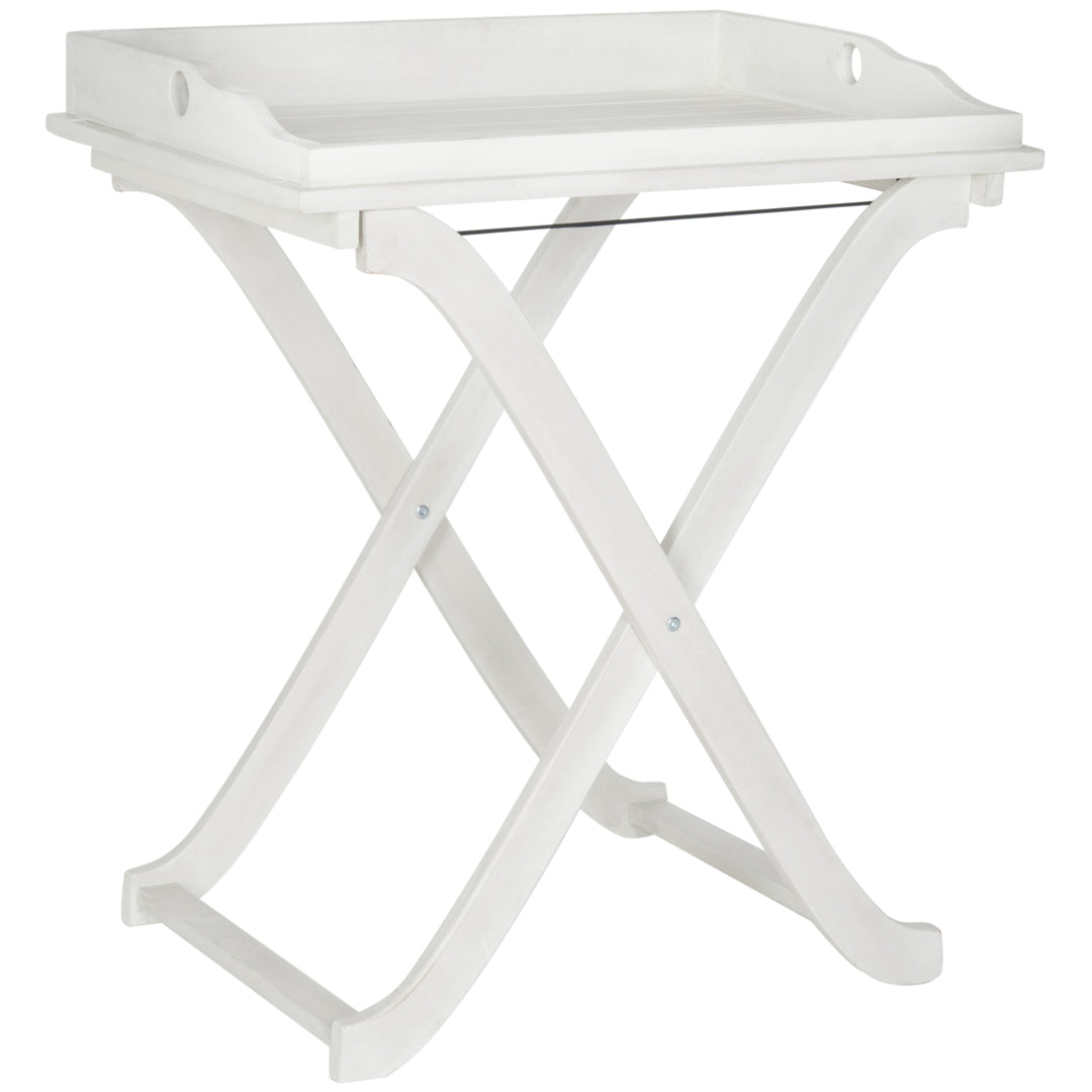 SAFAVIEH Outdoor Collection Covina Tray Table Antique White Image 3