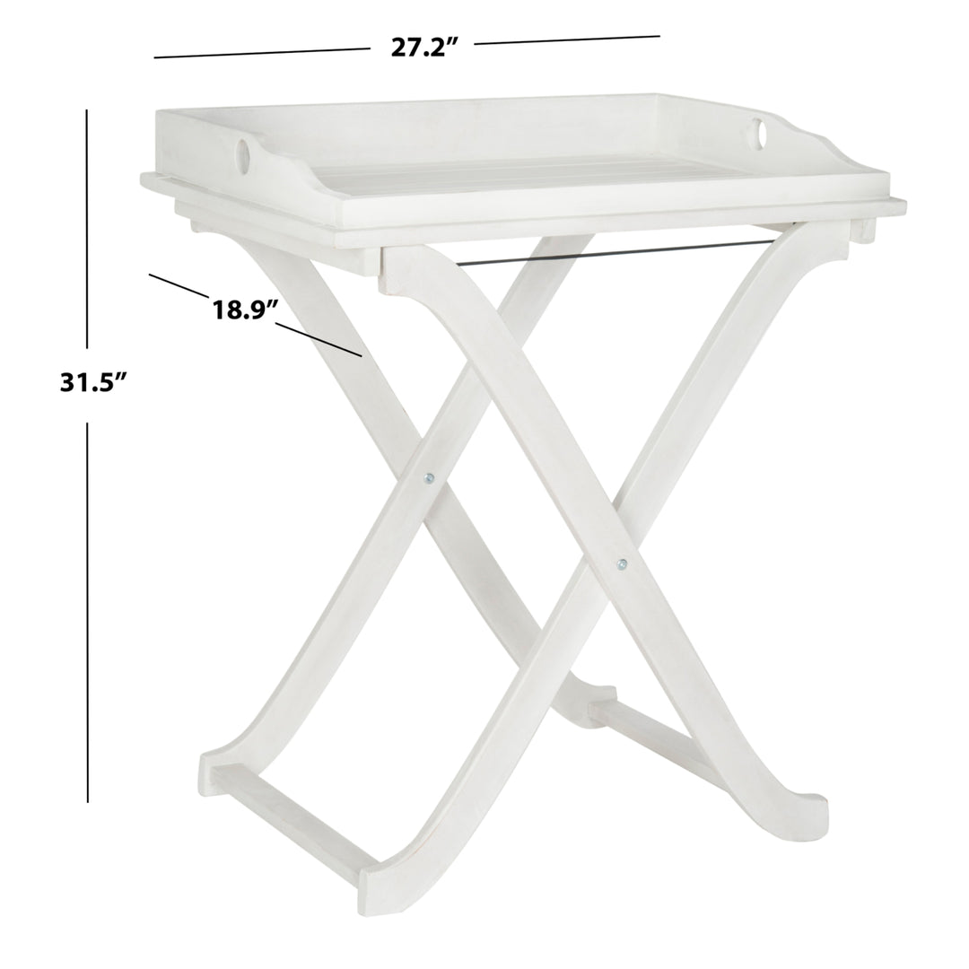 SAFAVIEH Outdoor Collection Covina Tray Table Antique White Image 4