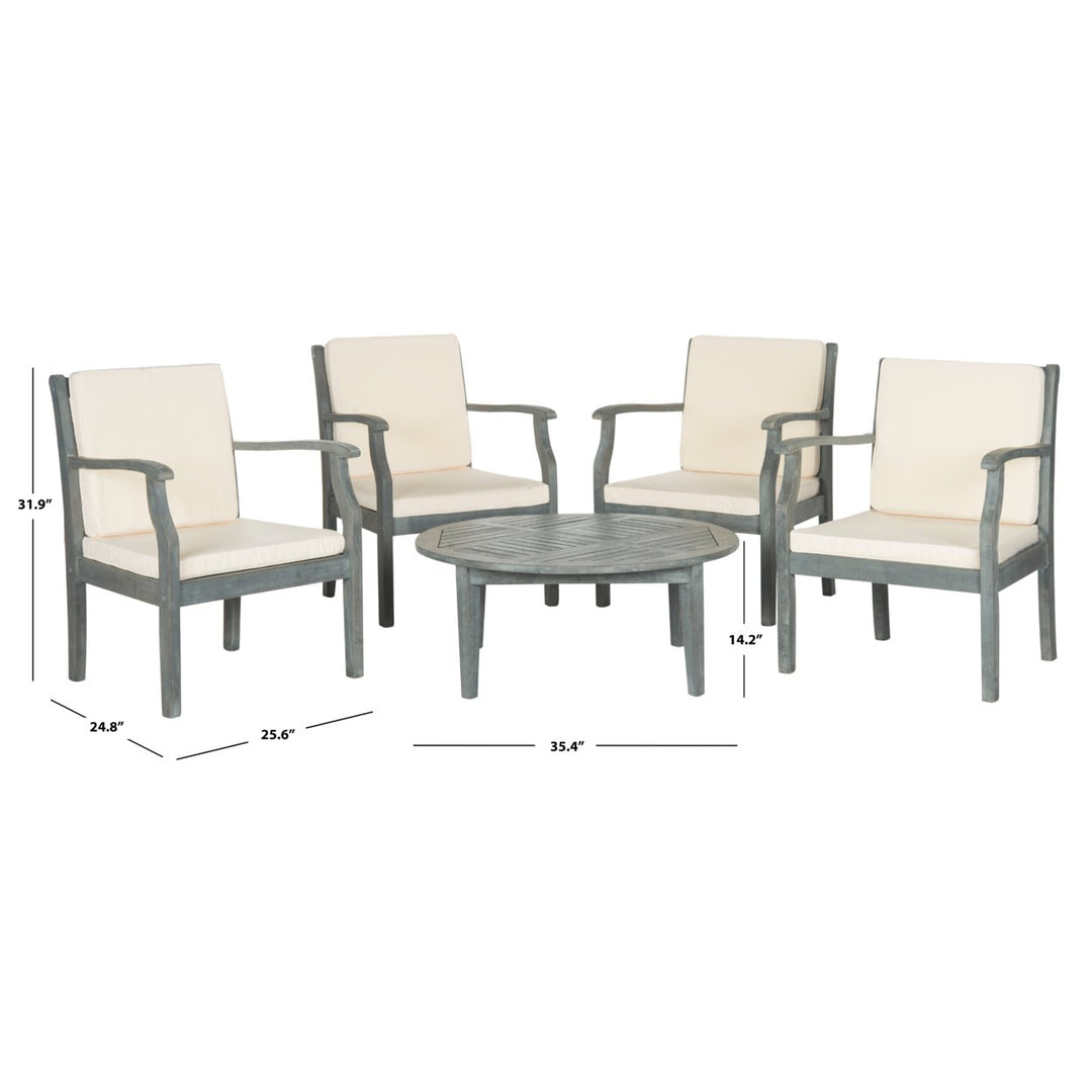 SAFAVIEH Outdoor Collection Colfax 5-Piece Coffee Set Ash Grey/Beige Image 4