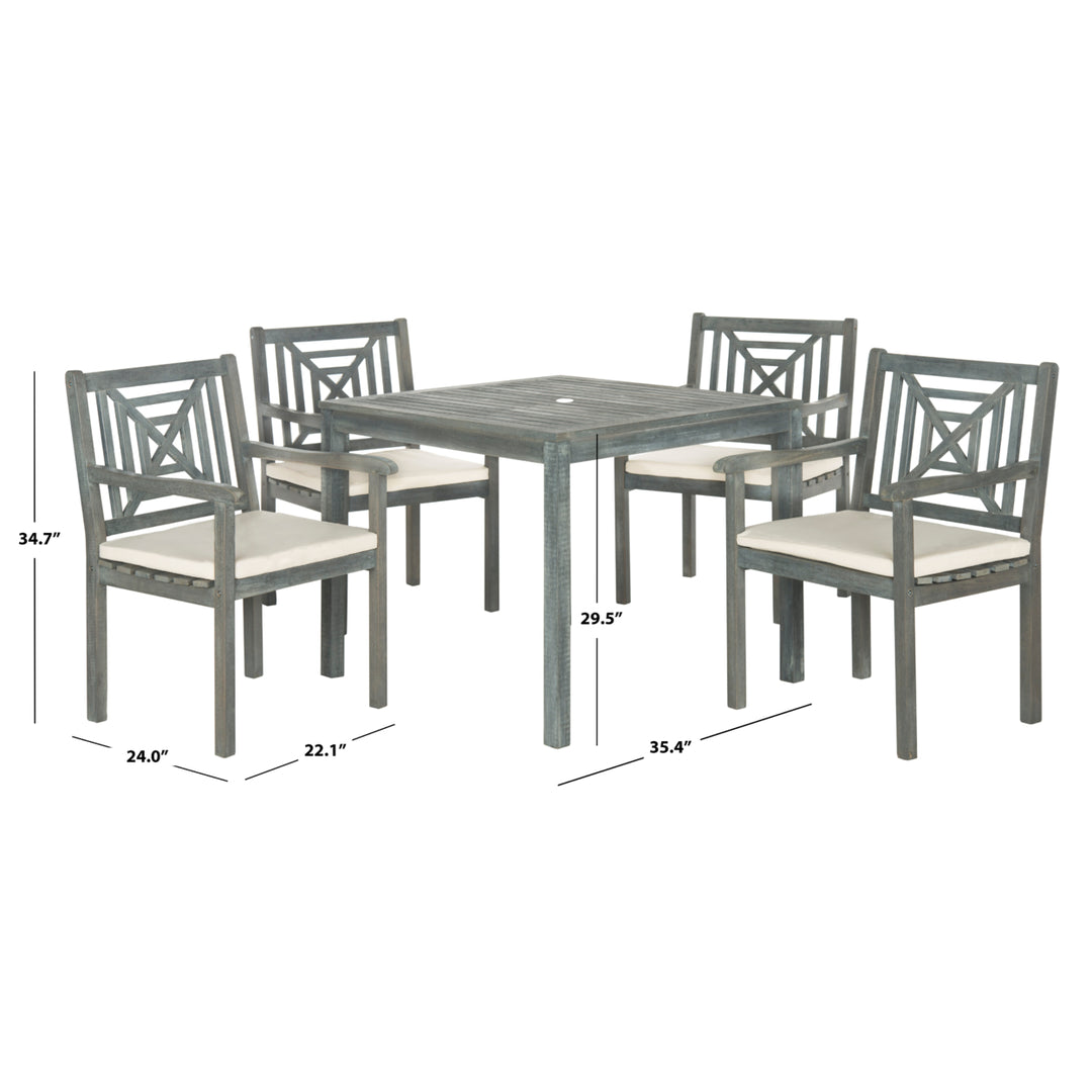 SAFAVIEH Outdoor Collection Del Mar 5-Piece Dining Set Ash Grey/Beige Image 3