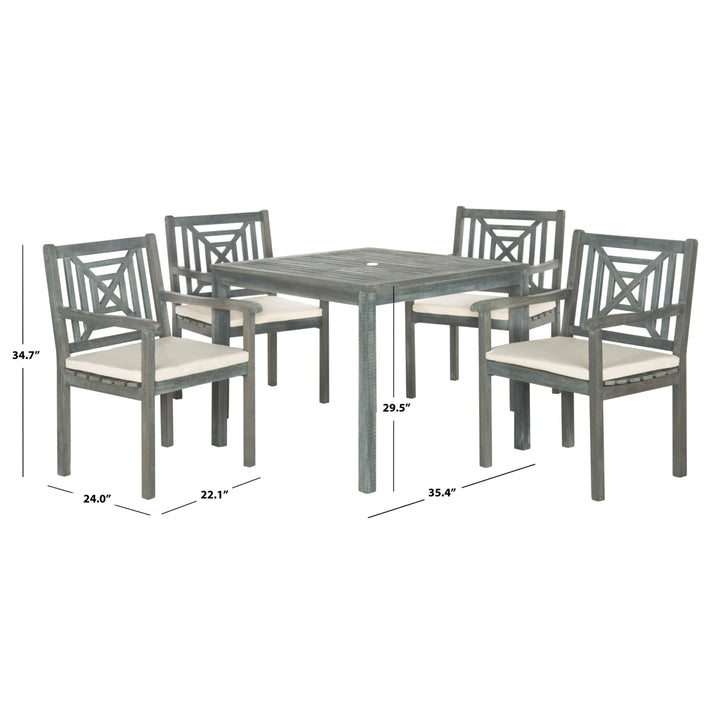 SAFAVIEH Outdoor Collection Del Mar 5-Piece Dining Set Ash Grey/Beige Image 3