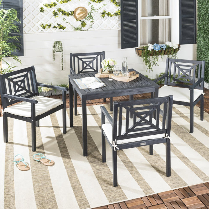 SAFAVIEH Outdoor Collection Del Mar 5-Piece Dining Set Dark Slate Grey/Beige Image 1