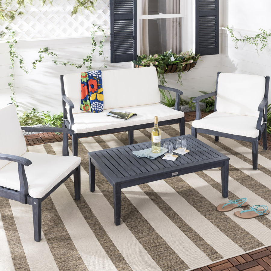 SAFAVIEH Outdoor Collection Bradbury 4-Piece Patio Set Dark Slate Grey Image 1