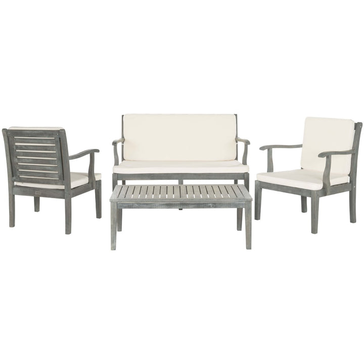 SAFAVIEH Outdoor Collection Fresno 4-Piece Patio Set Ash Grey/Beige Image 2