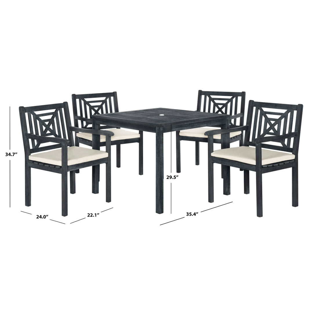 SAFAVIEH Outdoor Collection Del Mar 5-Piece Dining Set Dark Slate Grey/Beige Image 4