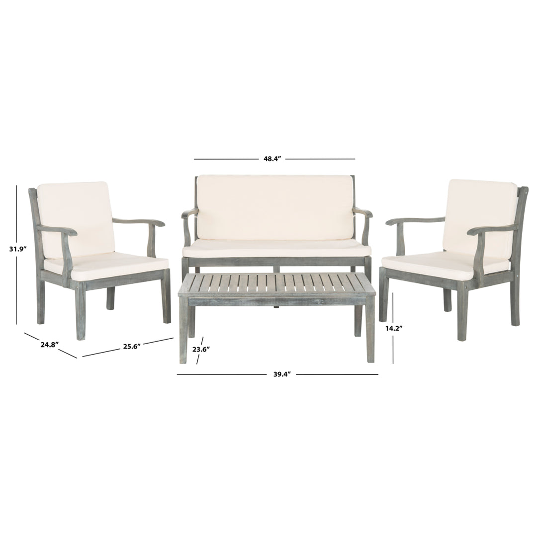 SAFAVIEH Outdoor Collection Del Mar 4-Piece Outdoor Set Ash Grey/Beige Image 5