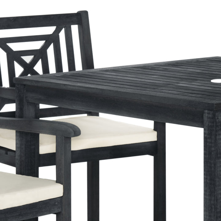 SAFAVIEH Outdoor Collection Del Mar 5-Piece Dining Set Dark Slate Grey/Beige Image 5