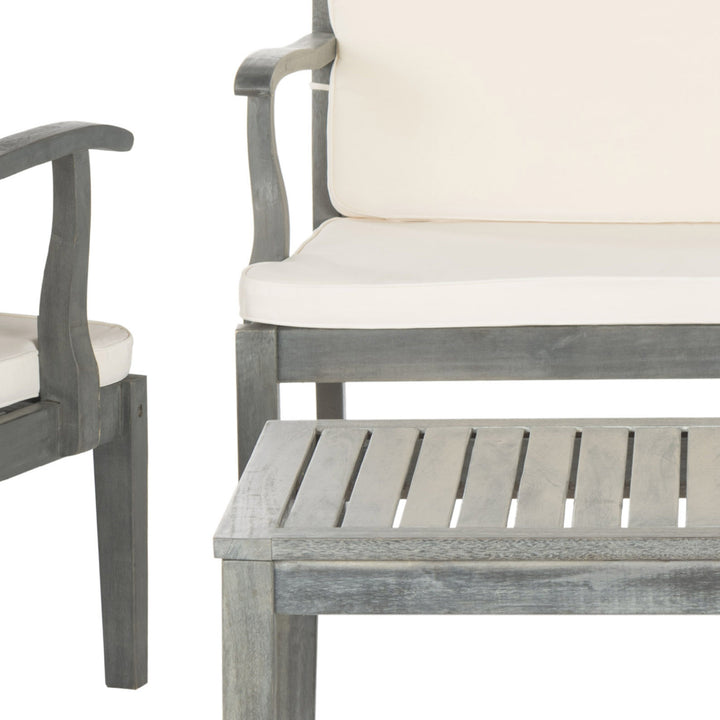 SAFAVIEH Outdoor Collection Del Mar 4-Piece Outdoor Set Ash Grey/Beige Image 6