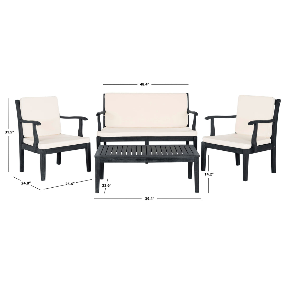 SAFAVIEH Outdoor Collection Del Mar 4-Piece Outdoor Set Dark Slate Grey/Beige Image 5