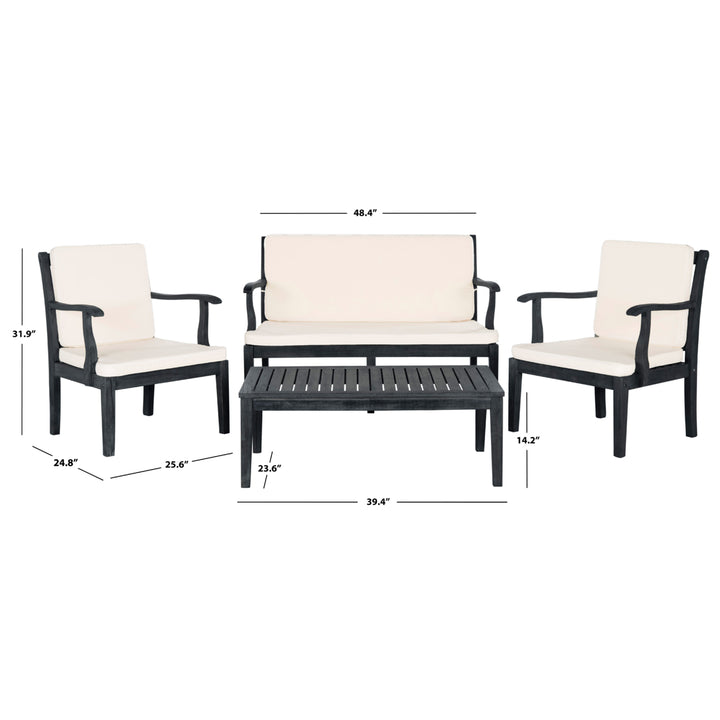 SAFAVIEH Outdoor Collection Del Mar 4-Piece Outdoor Set Dark Slate Grey/Beige Image 5