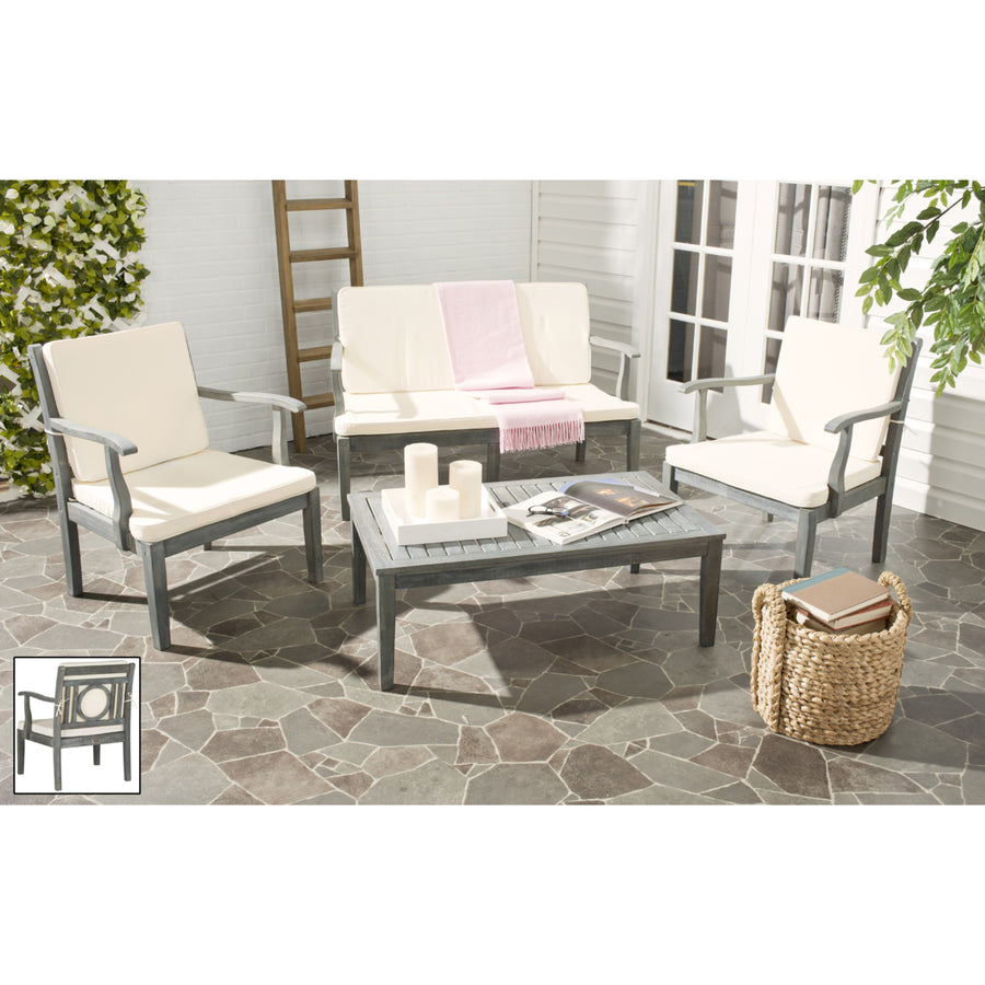 SAFAVIEH Outdoor Collection Montclair 4-Piece Patio Set Ash Grey/Beige Image 1