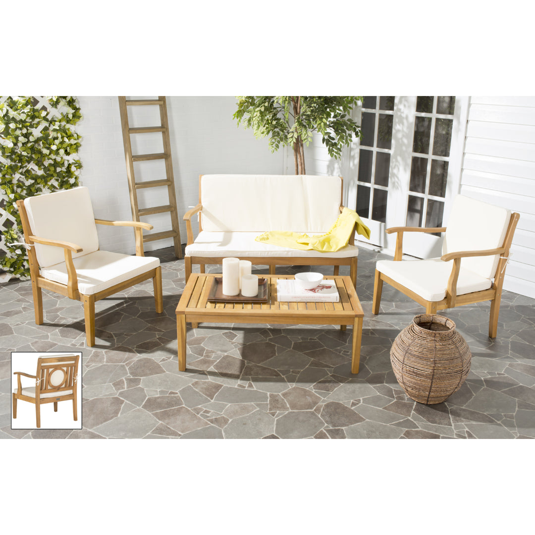 SAFAVIEH Outdoor Collection Montclair 4-Piece Patio Set Natural/Beige Image 1