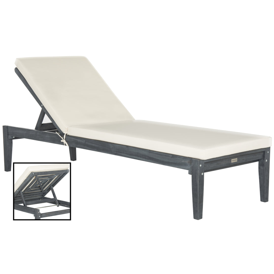 SAFAVIEH Outdoor Collection Arcata Chaise Sunlounger Ash Grey/Beige Image 3