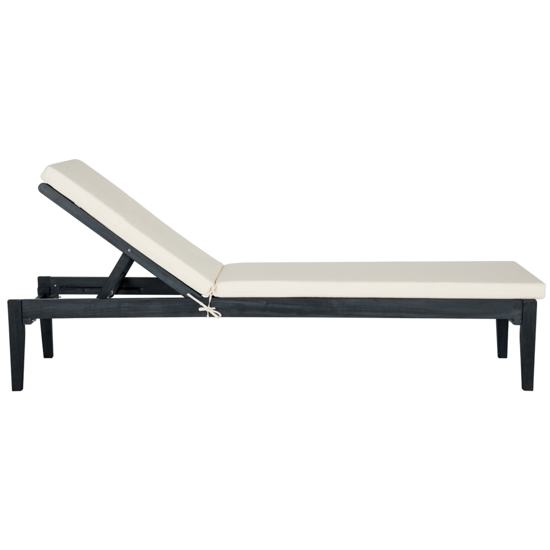 SAFAVIEH Outdoor Collection Montclair Chaise Sunlounger Dark Slate Grey/Beige Image 4