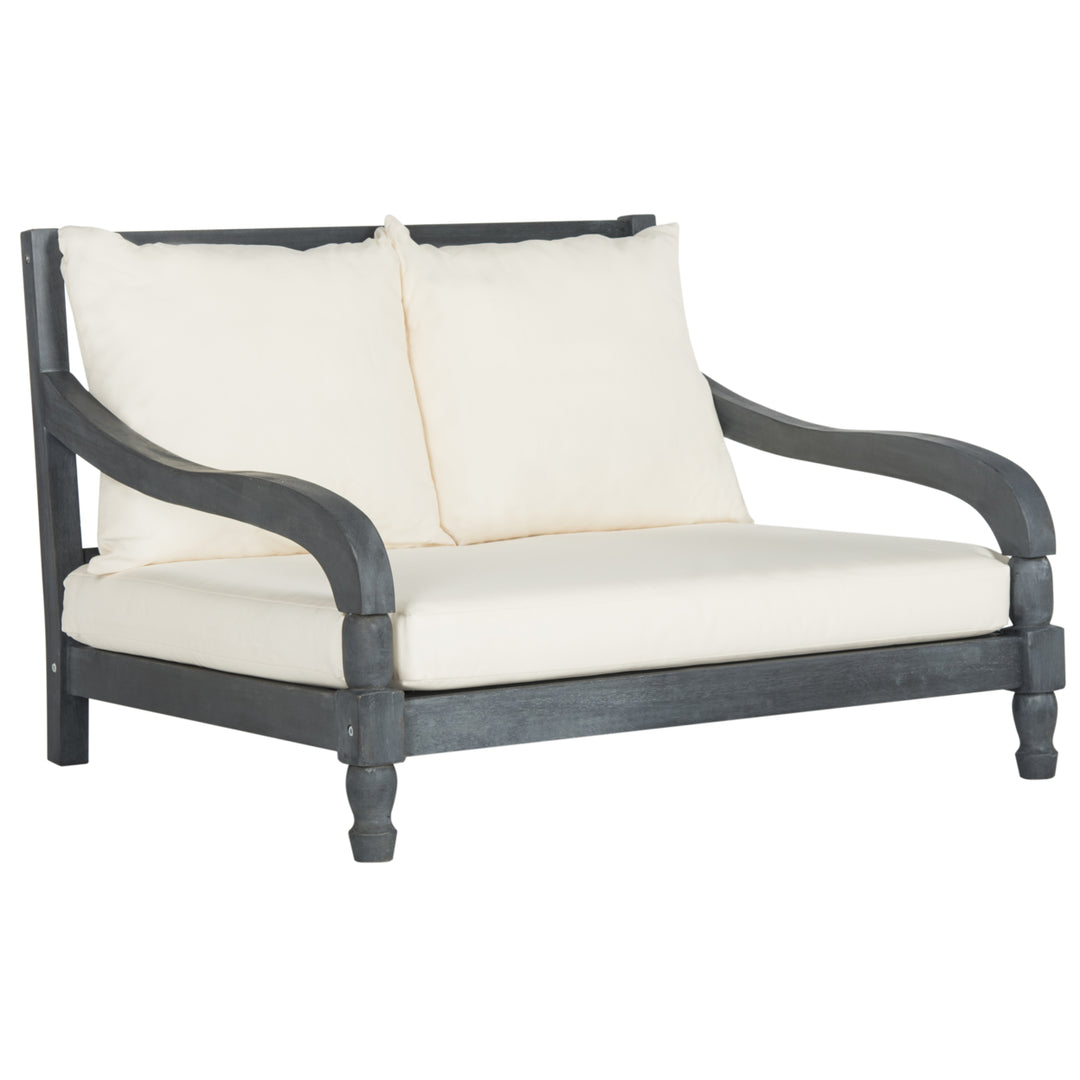 SAFAVIEH Outdoor Collection Pomona Lounger Ash Grey/Beige Image 3