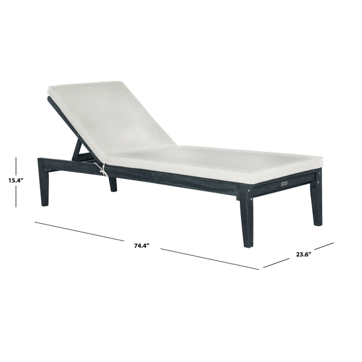 SAFAVIEH Outdoor Collection Montclair Chaise Sunlounger Dark Slate Grey/Beige Image 5