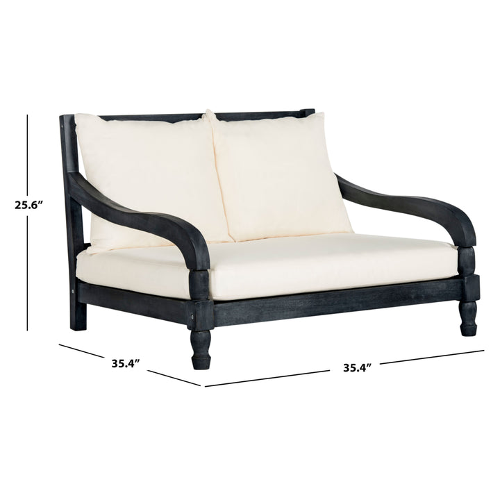 SAFAVIEH Outdoor Collection Pomona Lounger Dark Slate Grey/Beige Image 4