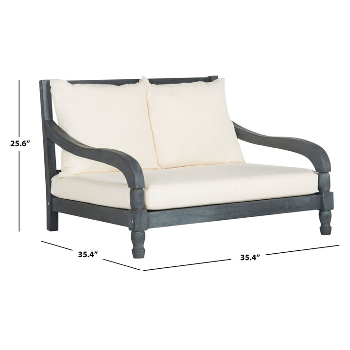 SAFAVIEH Outdoor Collection Pomona Lounger Ash Grey/Beige Image 4