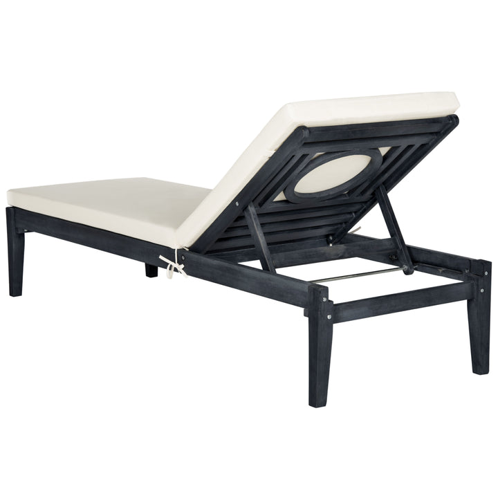 SAFAVIEH Outdoor Collection Montclair Chaise Sunlounger Dark Slate Grey/Beige Image 7